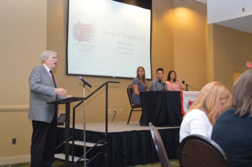 Dr. Hawkins led a panel discussion featuring recent DPS graduates Mollie Snyder, David Torres, and Nancy Romero.